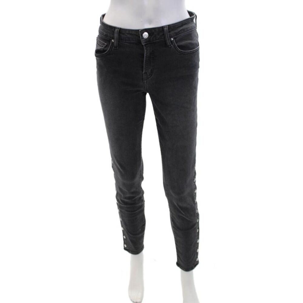 IRO Jeans Womens Cotton Snap Closure Detail Slim Leg Mid Rise Jeans Black Size 2